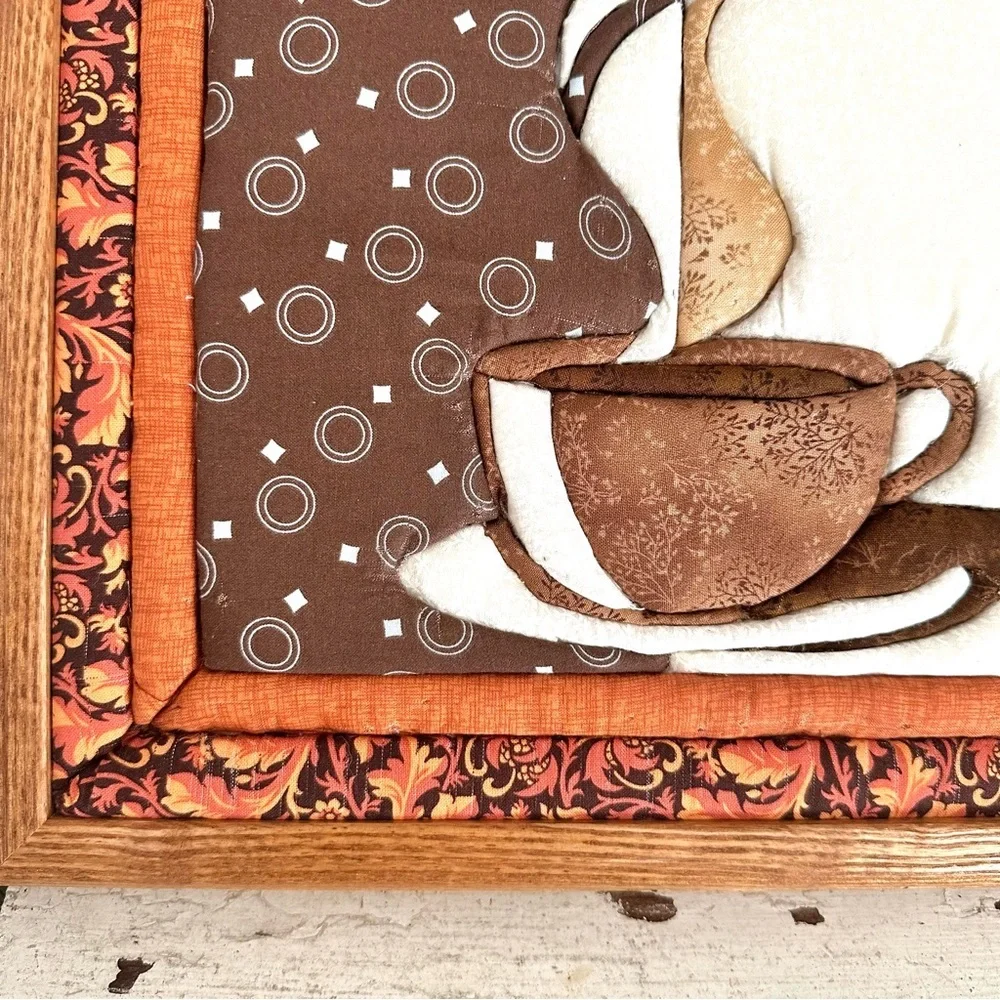 Coffee Quilted Bar Sign Barista Wall Hanging Fall Colors Coffee Mug Cup Art 13”